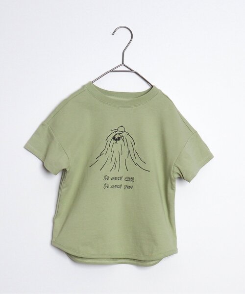 p.premier（ピードットプルミエ）の「2柄刺繍半袖Tシャツ（Tシャツ/カットソー・キッズ・オフホワイト/ブラック/ブラウン/ピンク/ミント・80/90/100/110/120/130/140）」の4枚目の写真