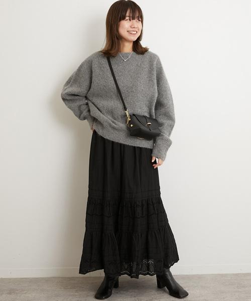 JOURNAL STANDARD relume（ジャーナルスタンダード　レリューム）の「《追加2》コットンボイルタック刺繍ロングスカート（スカート・レディース・ブラック/ホワイト・FREE）」の11枚目の写真