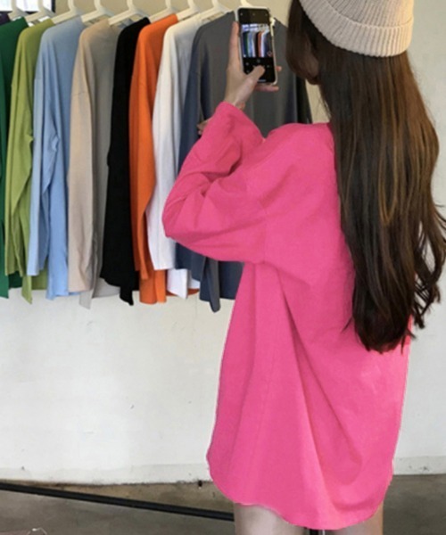Miniministore(ミニミニストア)の「ゆったり 着やせ 長袖プルオーバー 無地(Tシャツ/カットソー・レディース・ブラック/ホワイト/ロイヤルブルー/ベージュ/ブルー/フューシャピンク/オレンジ/サーモンピンク・FREE)」の13枚目の写真