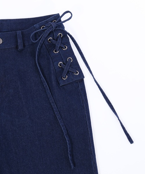 PHILLY（フィリー）の「サイドレースアップデニムパンツ（デニムパンツ・レディース・ブルー/ホワイト・FREE）」の3枚目の写真