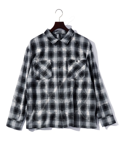 THISIS(ディスイズ)の「ビッグシルエット オンブレチェック ブリーチ加工 ワーク シャツ レディース(シャツ/ブラウス・レディース・ネイビー/グリーン/ブラック・LARGE/X-LARGE/MEDIUM)」の1枚目の写真