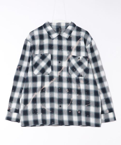 THISIS(ディスイズ)の「ビッグシルエット オンブレチェック ブリーチ加工 ワーク シャツ レディース(シャツ/ブラウス・レディース・ネイビー/グリーン/ブラック・LARGE/X-LARGE/MEDIUM)」の6枚目の写真