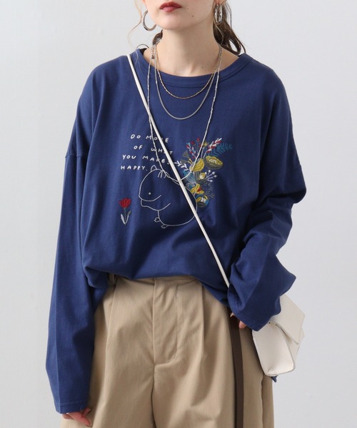 EMAGO リス刺繍ワイドプルオーバー（Tシャツ/カットソー）｜Emago（イマゴ）