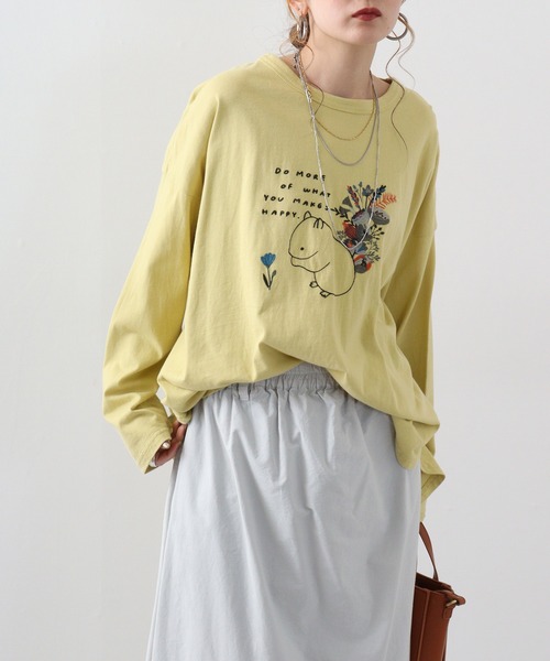 tシャツ EMAGO リス刺繍ワイドプルオーバー レディース EMAGO リス刺繍ワイドプルオーバー（Tシャツ/カットソー