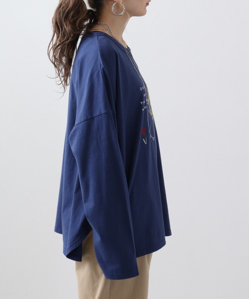 tシャツ EMAGO リス刺繍ワイドプルオーバー レディース EMAGO リス刺繍ワイドプルオーバー（Tシャツ/カットソー