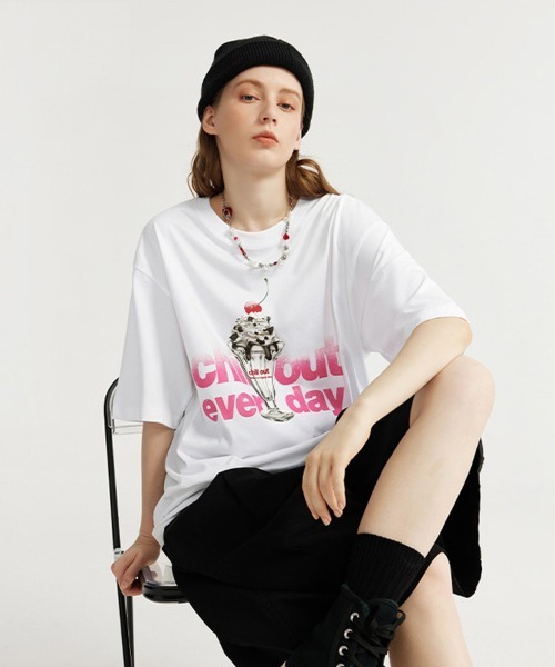 Ressaca(レサーカ)の「オーバーサイズ チルアウトグラフィックロゴプリントTシャツ(Tシャツ/カットソー・メンズ・ホワイト/ブラック・M/L/XL/XXL)」の10枚目の写真
