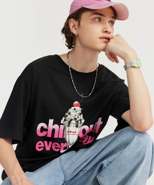 Ressaca(レサーカ)の「オーバーサイズ チルアウトグラフィックロゴプリントTシャツ(Tシャツ/カットソー・メンズ・ホワイト/ブラック・M/L/XL/XXL)」の11枚目の写真