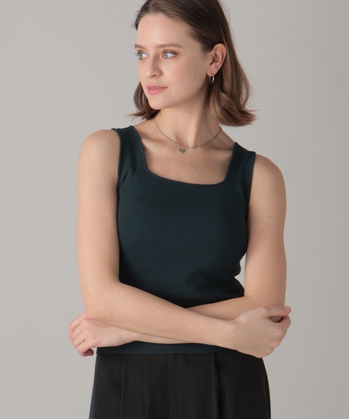 FOREVER 21（フォーエバー トゥエンティーワン）の「【2024SS】スクエアネックニットタンク（タンクトップ・レディース・ブラウン/グリーン/オフホワイト/グレー・SMALL/MEDIUM）」の4枚目の写真