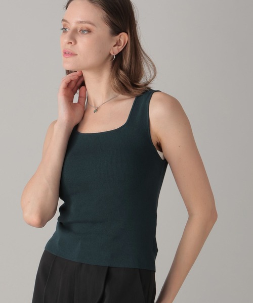 FOREVER 21（フォーエバー トゥエンティーワン）の「【2024SS】スクエアネックニットタンク（タンクトップ・レディース・ブラウン/グリーン/オフホワイト/グレー・SMALL/MEDIUM）」の8枚目の写真