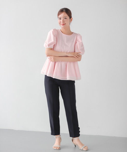 Fit more（フィットモア）の「サイドスカラップパールデコレーションパンツ（その他パンツ・レディース・ネイビー/ブラック/アイボリー/ピンク・PS/S/M）」の11枚目の写真