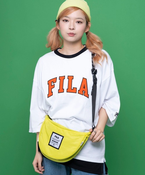 FILA(フィラ)の「FILA/フィラ ブランド ロゴ パラコード ハンドル ナイロン ラウンド ショルダーバッグ(ショルダーバッグ・メンズ・ブラック/オレンジ/イエロー/ブルー/グレイッシュベージュ/ブルーグリーン・FREE)」の17枚目の写真