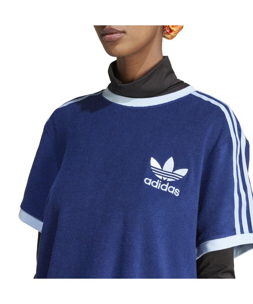 ◆adidas◆ Terry 3S T Blue IR7465 WMNS) adidas Originals Terry 3-Stripes T-shirt Asia Sizing
