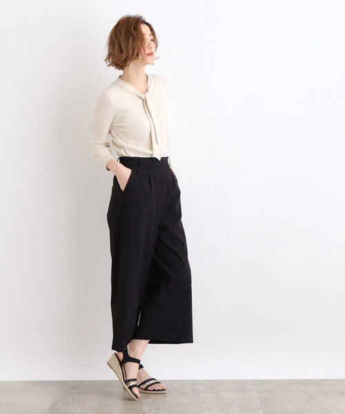 grove(グローブ)の「◆<接触冷感・多サイズ>サマーハイパーストレッチクロップドワイドパンツ(その他パンツ・レディース・ネイビー/ベージュ/カーキ/ブラック/ライトグレー系7・03/02/00/01/04/05)」の15枚目の写真