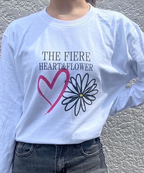 fiere（フィエール）の「ハート×フラワーロンT（Tシャツ/カットソー・レディース・ホワイト・M/L）」の3枚目の写真