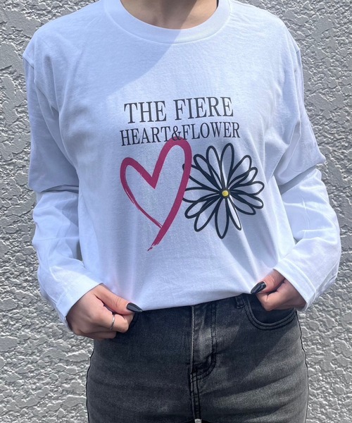 fiere（フィエール）の「ハート×フラワーロンT（Tシャツ/カットソー・レディース・ホワイト・M/L）」の5枚目の写真