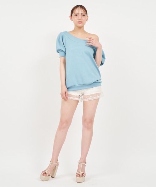 ROYAL PARTY(ロイヤルパーティー)の「ネオプレーンオフショルトップス(Tシャツ/カットソー・レディース・ブラック/オフホワイト/ブルー・FREE)」の17枚目の写真