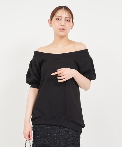 ROYAL PARTY(ロイヤルパーティー)の「ネオプレーンオフショルトップス(Tシャツ/カットソー・レディース・ブラック/オフホワイト/ブルー・FREE)」の14枚目の写真