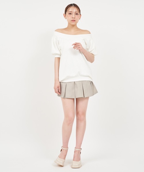 ROYAL PARTY(ロイヤルパーティー)の「ネオプレーンオフショルトップス(Tシャツ/カットソー・レディース・ブラック/オフホワイト/ブルー・FREE)」の19枚目の写真
