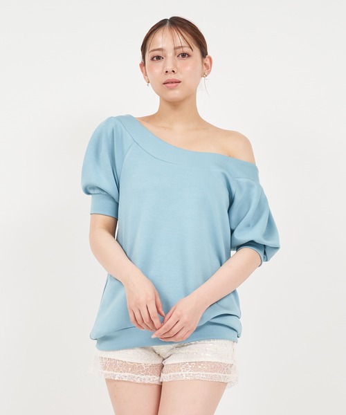 ROYAL PARTY(ロイヤルパーティー)の「ネオプレーンオフショルトップス(Tシャツ/カットソー・レディース・ブラック/オフホワイト/ブルー・FREE)」の16枚目の写真