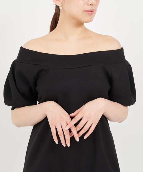 ROYAL PARTY(ロイヤルパーティー)の「ネオプレーンオフショルトップス(Tシャツ/カットソー・レディース・ブラック/オフホワイト/ブルー・FREE)」の9枚目の写真