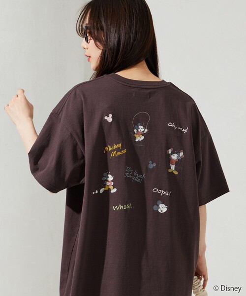 FREAK'S STORE（フリークスストア）の「限定展開　Disney/ディズニー　別注/Mickey Mouse/刺繍 プリント 半袖 Tシャツ（Tシャツ/カットソー・レディース・オフホワイト/ライトグレー/ライトグリーン/ブラウン/スミクロ・LARGE/MEDIUM）」の5枚目の写真