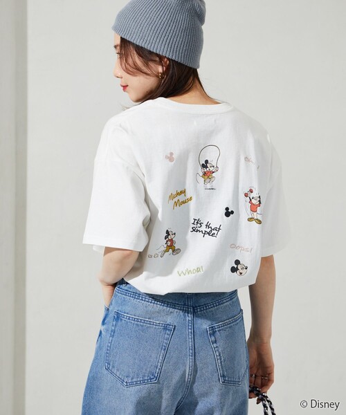 FREAK'S STORE（フリークスストア）の「限定展開　Disney/ディズニー　別注/Mickey Mouse/刺繍 プリント 半袖 Tシャツ（Tシャツ/カットソー・レディース・オフホワイト/ライトグレー/ライトグリーン/ブラウン/スミクロ・LARGE/MEDIUM）」の13枚目の写真