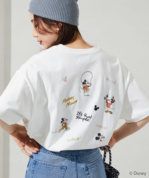 FREAK'S STORE（フリークスストア）の「限定展開　Disney/ディズニー　別注/Mickey Mouse/刺繍 プリント 半袖 Tシャツ（Tシャツ/カットソー・レディース・オフホワイト/ライトグレー/ライトグリーン/ブラウン/スミクロ・LARGE/MEDIUM）」の14枚目の写真