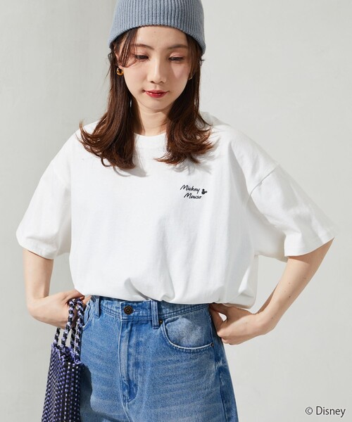 FREAK'S STORE（フリークスストア）の「限定展開　Disney/ディズニー　別注/Mickey Mouse/刺繍 プリント 半袖 Tシャツ（Tシャツ/カットソー・レディース・オフホワイト/ライトグレー/ライトグリーン/ブラウン/スミクロ・LARGE/MEDIUM）」の15枚目の写真