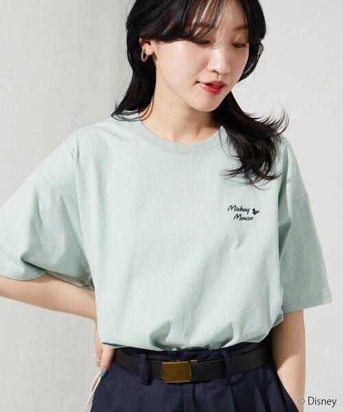 FREAK'S STORE（フリークスストア）の「限定展開　Disney/ディズニー　別注/Mickey Mouse/刺繍 プリント 半袖 Tシャツ（Tシャツ/カットソー・レディース・オフホワイト/ライトグレー/ライトグリーン/ブラウン/スミクロ・LARGE/MEDIUM）」の18枚目の写真