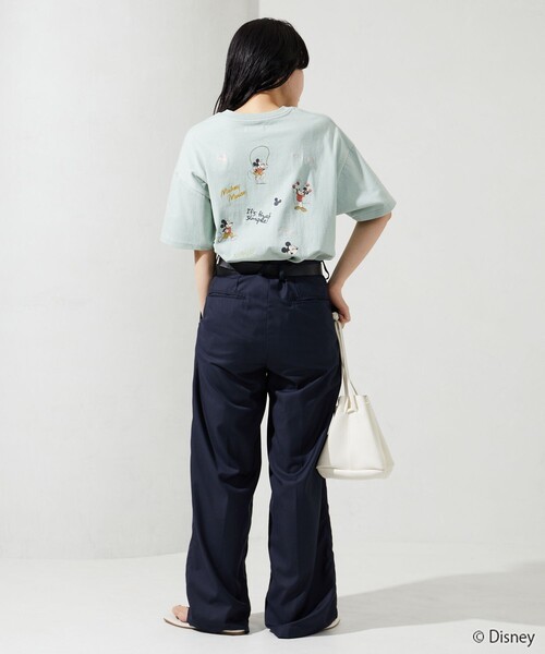 FREAK'S STORE（フリークスストア）の「限定展開　Disney/ディズニー　別注/Mickey Mouse/刺繍 プリント 半袖 Tシャツ（Tシャツ/カットソー・レディース・オフホワイト/ライトグレー/ライトグリーン/ブラウン/スミクロ・LARGE/MEDIUM）」の21枚目の写真