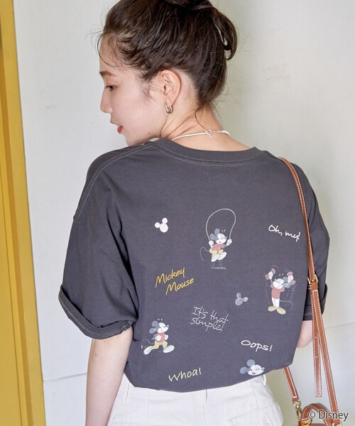 FREAK'S STORE（フリークスストア）の「限定展開　Disney/ディズニー　別注/Mickey Mouse/刺繍 プリント 半袖 Tシャツ（Tシャツ/カットソー・レディース・オフホワイト/ライトグレー/ライトグリーン/ブラウン/スミクロ・LARGE/MEDIUM）」の22枚目の写真