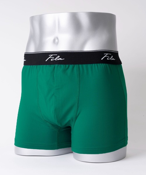 FILA（フィラ）の「FILA フィラ 筆記体 ブランド ロゴ ウエストバンド 前閉じ 立体成型 ストレッチ ボクサーパンツ トランクス 下着 2枚セット セットアイテム（ボクサーパンツ・メンズ・ブラック×グレー/ブラック×グリーン・LL/M/L）」の9枚目の写真