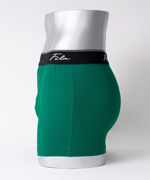 FILA（フィラ）の「FILA フィラ 筆記体 ブランド ロゴ ウエストバンド 前閉じ 立体成型 ストレッチ ボクサーパンツ トランクス 下着 2枚セット セットアイテム（ボクサーパンツ・メンズ・ブラック×グレー/ブラック×グリーン・LL/M/L）」の7枚目の写真