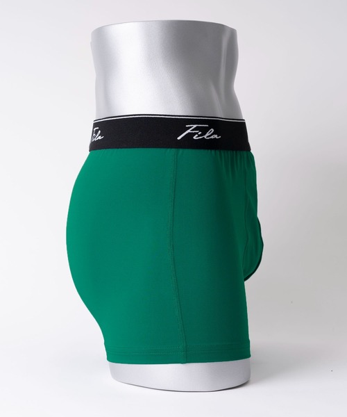 FILA（フィラ）の「FILA フィラ 筆記体 ブランド ロゴ ウエストバンド 前閉じ 立体成型 ストレッチ ボクサーパンツ トランクス 下着 2枚セット セットアイテム（ボクサーパンツ・メンズ・ブラック×グレー/ブラック×グリーン・LL/M/L）」の6枚目の写真