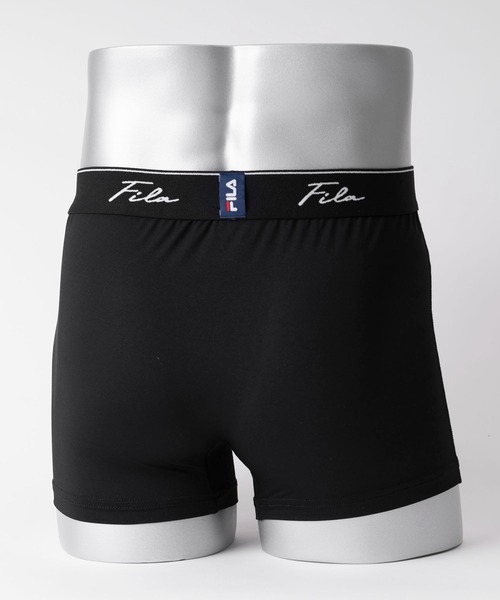 FILA（フィラ）の「FILA フィラ 筆記体 ブランド ロゴ ウエストバンド 前閉じ 立体成型 ストレッチ ボクサーパンツ トランクス 下着 2枚セット セットアイテム（ボクサーパンツ・メンズ・ブラック×グレー/ブラック×グリーン・LL/M/L）」の15枚目の写真