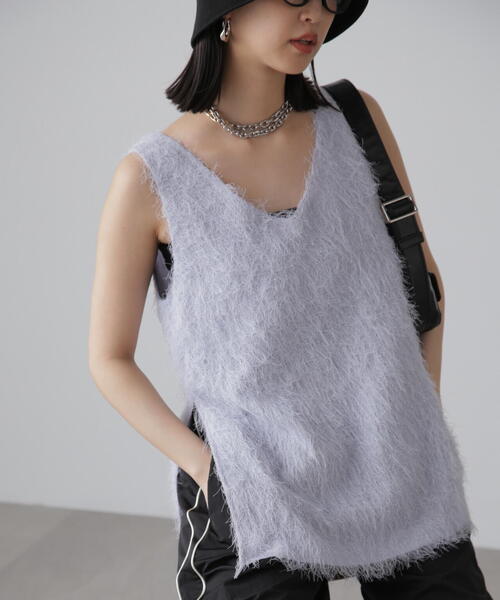 FREE'S MART(フリーズマート)の「◆シャギールーズタンクトップ(シャツ/ブラウス・レディース・グレー/ブラック/ホワイト・FREE)」の19枚目の写真