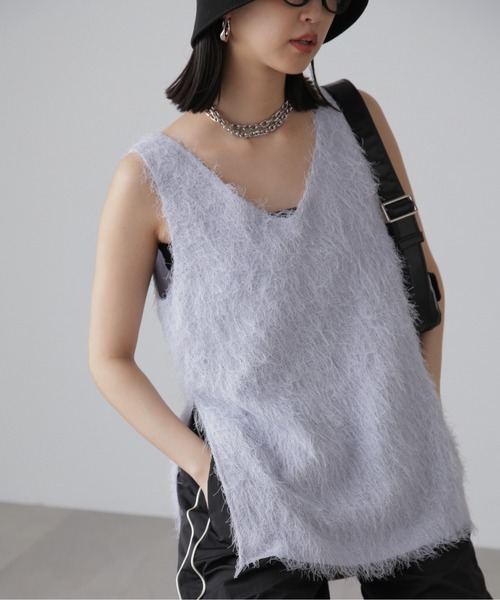 FREE'S MART(フリーズマート)の「◆シャギールーズタンクトップ(シャツ/ブラウス・レディース・グレー/ブラック/ホワイト・FREE)」の3枚目の写真