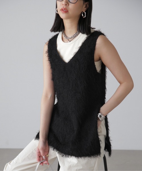 FREE'S MART(フリーズマート)の「◆シャギールーズタンクトップ(シャツ/ブラウス・レディース・グレー/ブラック/ホワイト・FREE)」の1枚目の写真