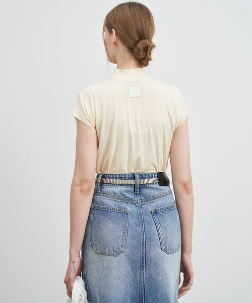 ELOOPS(イーループス)の「【ELOOPS】ドレープショートスリーブトップス(Tシャツ/カットソー・レディース・サックスブルー系/ライトイエロー/オリーブ/ブラック・S/M/L)」の11枚目の写真