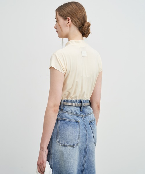 ELOOPS(イーループス)の「【ELOOPS】ドレープショートスリーブトップス(Tシャツ/カットソー・レディース・サックスブルー系/ライトイエロー/オリーブ/ブラック・S/M/L)」の21枚目の写真
