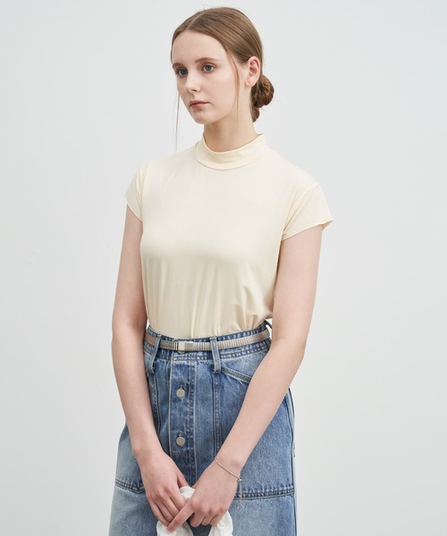 ELOOPS(イーループス)の「【ELOOPS】ドレープショートスリーブトップス(Tシャツ/カットソー・レディース・サックスブルー系/ライトイエロー/オリーブ/ブラック・S/M/L)」の9枚目の写真