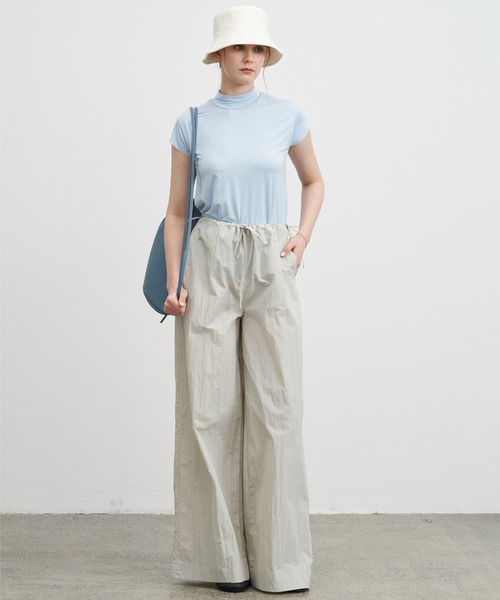 ELOOPS(イーループス)の「【ELOOPS】ドレープショートスリーブトップス(Tシャツ/カットソー・レディース・サックスブルー系/ライトイエロー/オリーブ/ブラック・S/M/L)」の16枚目の写真