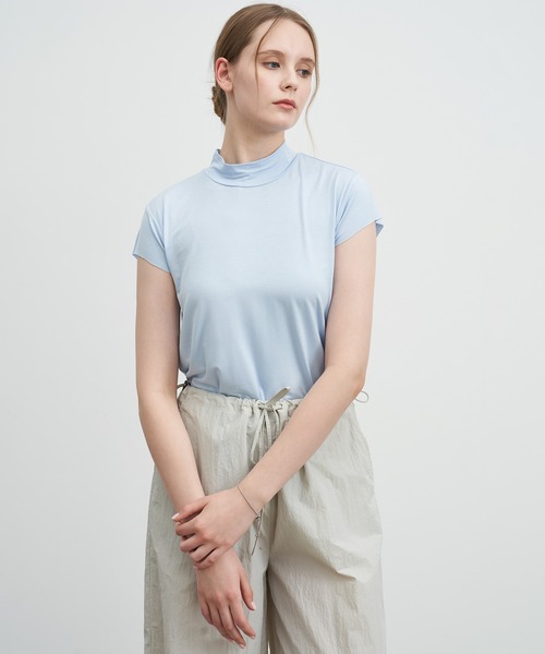 ELOOPS(イーループス)の「【ELOOPS】ドレープショートスリーブトップス(Tシャツ/カットソー・レディース・サックスブルー系/ライトイエロー/オリーブ/ブラック・S/M/L)」の15枚目の写真