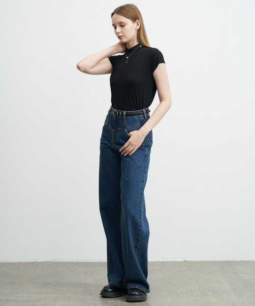 ELOOPS(イーループス)の「【ELOOPS】ドレープショートスリーブトップス(Tシャツ/カットソー・レディース・サックスブルー系/ライトイエロー/オリーブ/ブラック・S/M/L)」の20枚目の写真