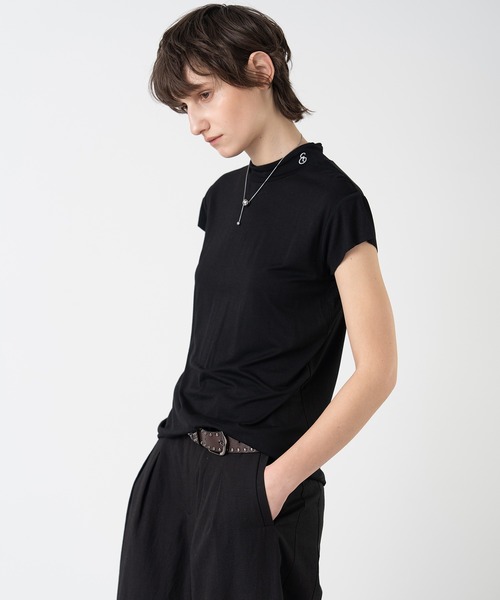 ELOOPS(イーループス)の「【ELOOPS】ドレープショートスリーブトップス(Tシャツ/カットソー・レディース・サックスブルー系/ライトイエロー/オリーブ/ブラック・S/M/L)」の8枚目の写真