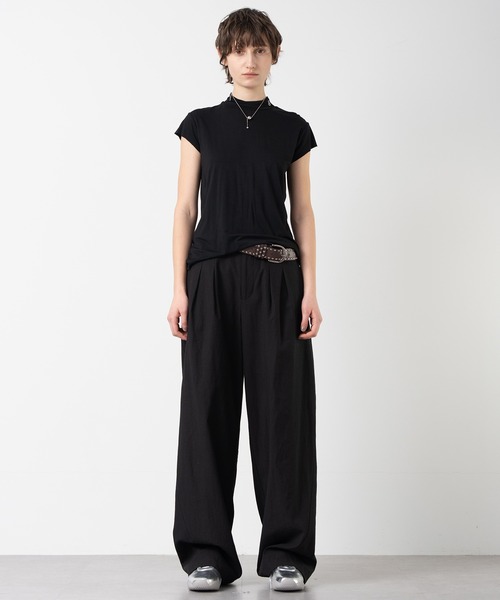 ELOOPS(イーループス)の「【ELOOPS】ドレープショートスリーブトップス(Tシャツ/カットソー・レディース・サックスブルー系/ライトイエロー/オリーブ/ブラック・S/M/L)」の7枚目の写真