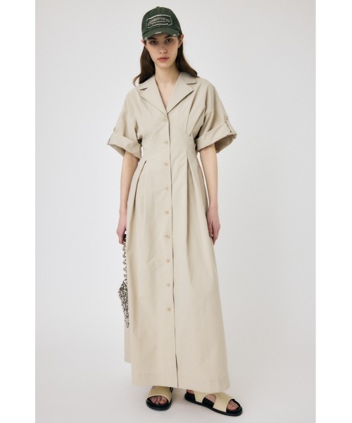MOUSSY（マウジー）の「OPEN COLLAR SAFARI ドレス（ワンピース・レディース・アイボリー/グレー/ブラック・2/1）」の2枚目の写真