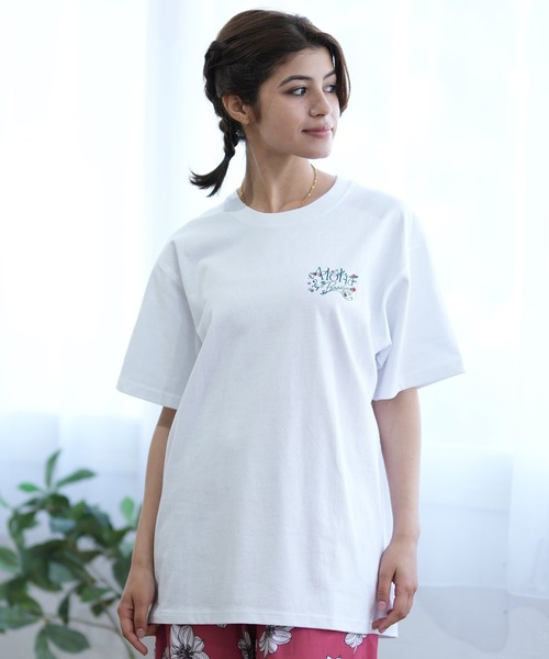ムラサキスポーツ（ムラサキスポーツ）の「ALOHA PEOPLE/アロハピープル 半袖 Tシャツ バックプリント カーシヴ MOAP24SL003（Tシャツ/カットソー・レディース・ホワイト×グリーン/ホワイト×ブルー・L/M）」の4枚目の写真