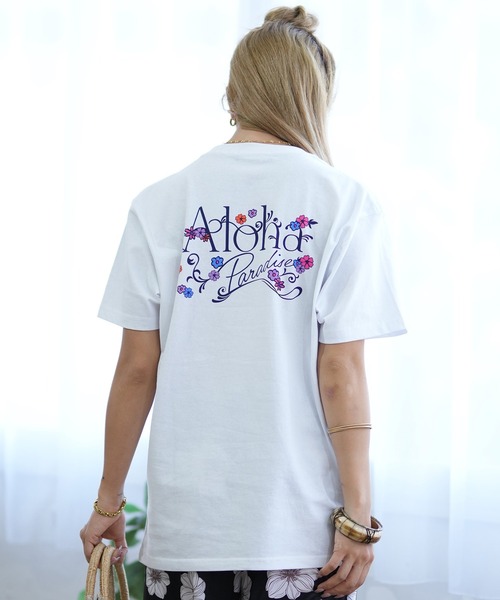 ムラサキスポーツ（ムラサキスポーツ）の「ALOHA PEOPLE/アロハピープル 半袖 Tシャツ バックプリント カーシヴ MOAP24SL003（Tシャツ/カットソー・レディース・ホワイト×グリーン/ホワイト×ブルー・L/M）」の13枚目の写真