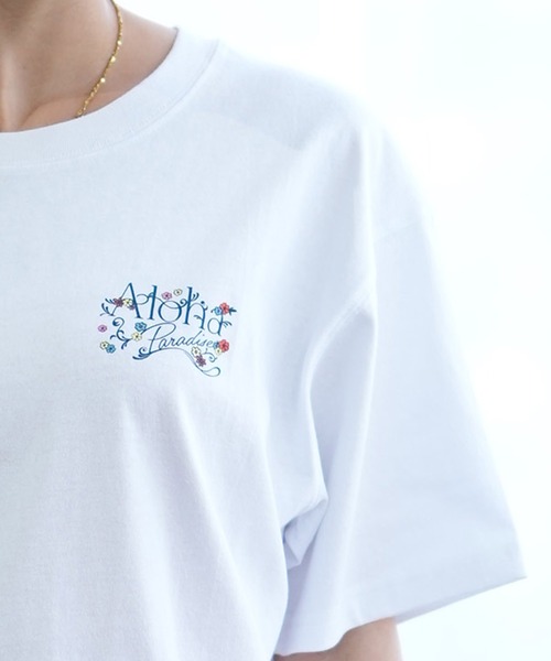 ムラサキスポーツ（ムラサキスポーツ）の「ALOHA PEOPLE/アロハピープル 半袖 Tシャツ バックプリント カーシヴ MOAP24SL003（Tシャツ/カットソー・レディース・ホワイト×グリーン/ホワイト×ブルー・L/M）」の10枚目の写真